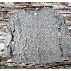 A New Day Sweater Knit Long Sleeve Lightweight Shirt Gray Women's Size Medium